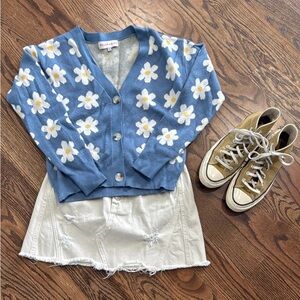 We the free/ free people button fly mini denim skirt